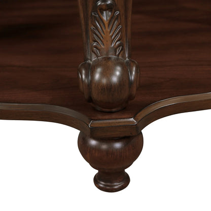 42" Oval Coffee Table with Storage Shelf, 2-Tier Solid Wood Cocktail Tea Table, Traditional Retro Center Table for Living Room, Bearing 400LBS, Cherry