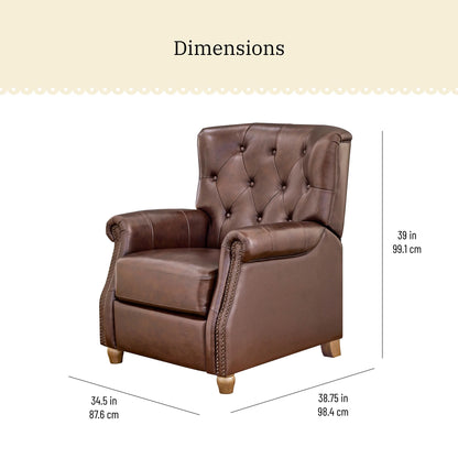 Pioneer Woman Harper Pushback Leather Recliner, Whiskey & Faux Cowhide Upholstery