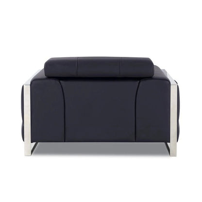 Titan Furnishings 18.5" Modern Genuine Italian Leather Chair in Black