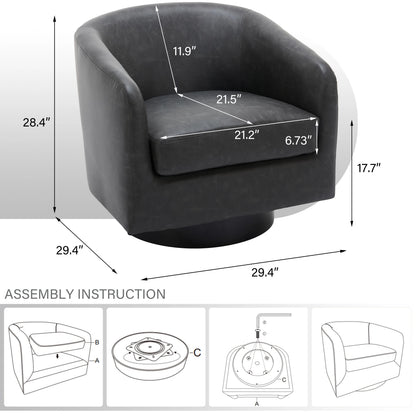 DREAMSIDEA Swivel Barrel Accent Chair for Living Room, Modern Upholstered Round Club Armchair-Cream