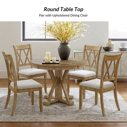 Farmhouse Solid Wood Dining Chairs Upholstered Armless Side Chairs Set of 4 Crossing High Backrest Living Room Kitchen