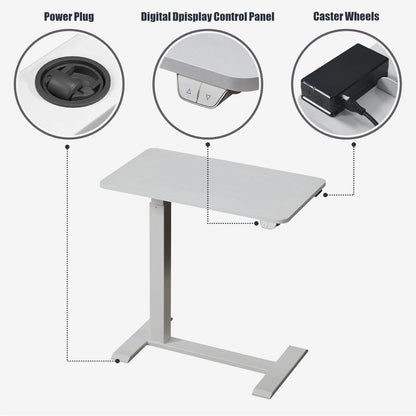 Homy Casa Adjustable Height Lap Desk, Mobile Work Table for Bedside or Sofa, White