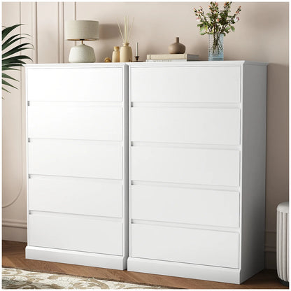 2 PCS  Dresser for Bedroom, 5 Drawer Dresser Black Chest of Drawers for Living Room Dressing Room Entryway -2PCS