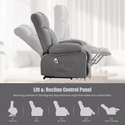 JONPONY Power Lift Recliner Chair Recliners for Elderly with Heat and Massage Recliner Chair for Living Room with Infinite Position and Side Pocket,USB Charge Port,Brown
