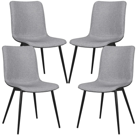 Yaheetech Set of 4 Dining Chairs for Kitchen Living Room,Gray, (Linen, PVC)