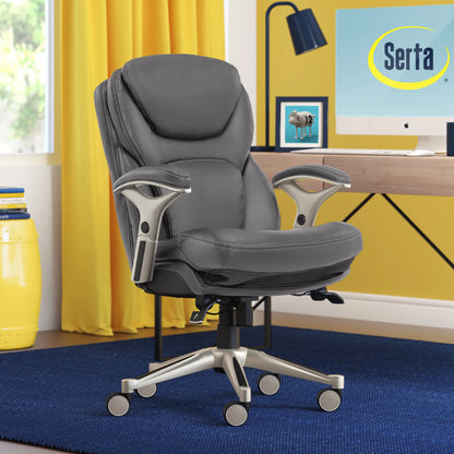 Serta Back in Motion Technology Fabric Executive Office Chair, Light Gray