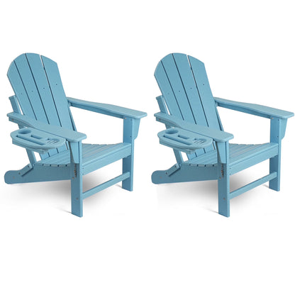 FOOWIN HDPE Plastic Adirondack Chairs Set of 4, Black