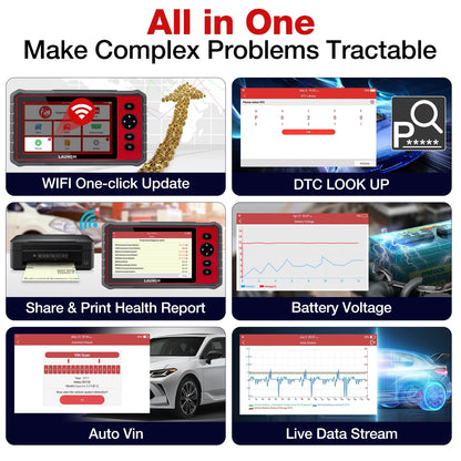 LAUNCH CRP909E OBD2 Scanner Car Diagnostic Scan Tool, OE-Level All System Diagnostic Scanner with 28 Free Maintenance Functions, IMMO, 2 Years Free Update