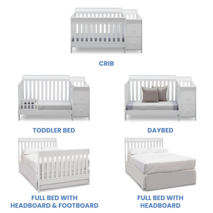 Delta Children Bentley S 4-in-1 Convertible Baby Crib and Changer. White