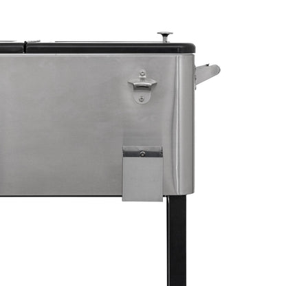 Permasteel 80-Qt Outdoor Steel Patio Cooler with Removable Basin, Rolling Cooler with Wheels, Teal Green