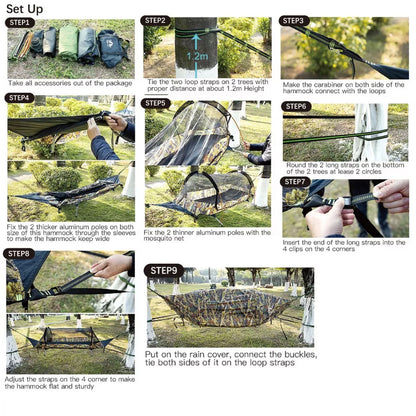 Lay Flat Hammock Tent Camping Hammock Tent with Mosquito Net Hanging Bed Camo