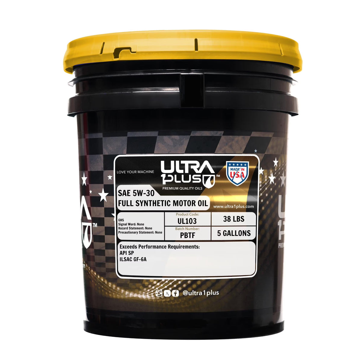Ultra1Plus 5W-30 Full Synthetic Motor Oil, API SP, 5 Gallon Pail