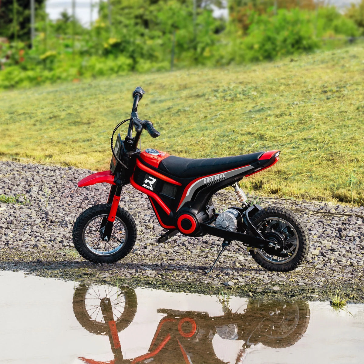 SaveJoy Electric Dirt Bike, 24V E-Dirt Bike Motorcycle for Kids, Kids Dirt Bike with Brake, Music, Horn, Outdoor Toys for Todders Kids, Red