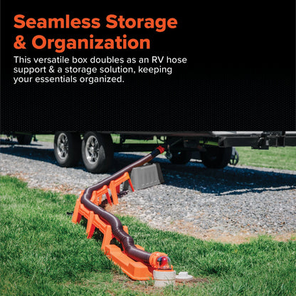 Camco Rhino 12-Piece RV Sewer Kit for Camping, 20-Ft Sewer Hose & Storage Box, 1 Pack - Orange (43075)