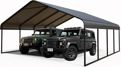 10x20 ft Portable Garage Heavy-Duty Metal Carport Canopy Kit，All-Weather Shelter with Reinforced Galvanized Steel Frame，for RV, Truck, Boat & 1 Cars Storage，Multi-Use Party Tent