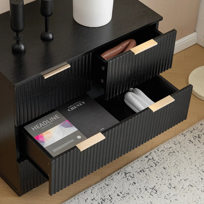 UBesGoo Dresser for Bedroom Wood 4 Drawers Dressers, Fluted Modern Dresser, White