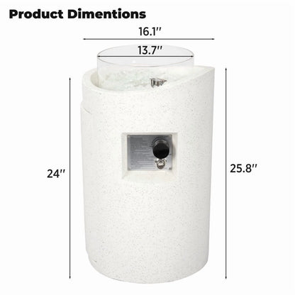 NAGA BAHNA 21" Round Propane Fire Pit 50,000BTU Terrazzo Gas Fire Pit with Glass Stones