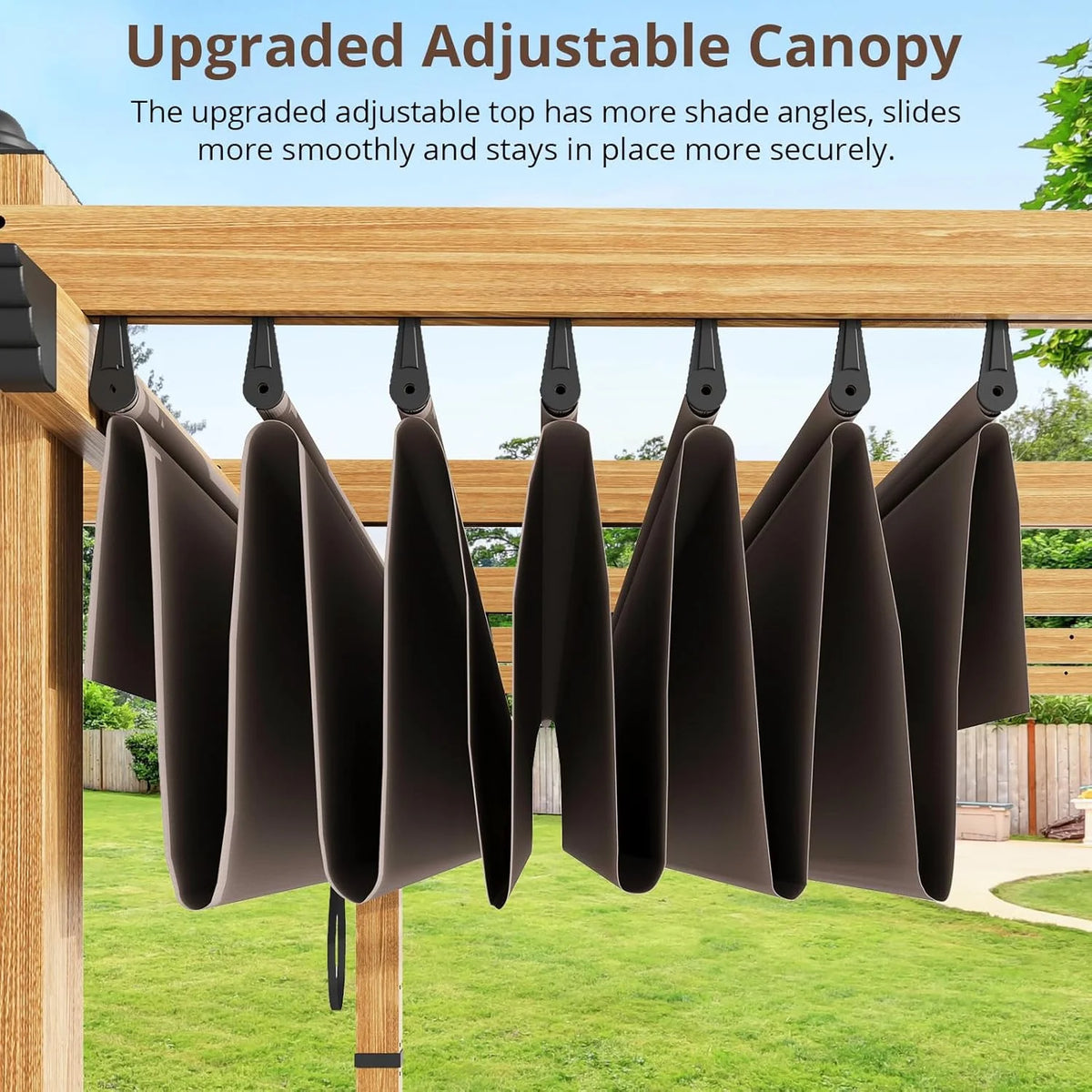 Outdoor Aluminum Pergola with Retractable Canopy, Reinforced 4-Sided Base, Waterproof & UV-Resistant Adjustable Roof, Modern Design for Patio, Deck, Backyard, and Garden