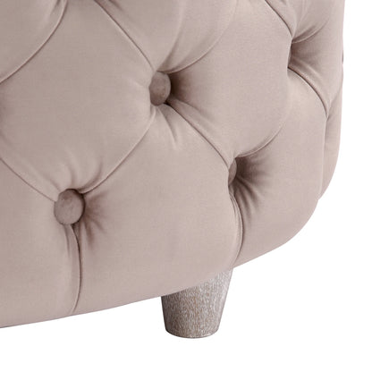 WestinTrends Wordford Round Velvet Tufted Storage Ottoman, Velvet Navy Blue