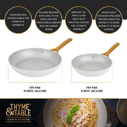 Thyme & Table 12-Piece Non-Stick Supreme Cookware Set, Pots and Pans Set - Cream