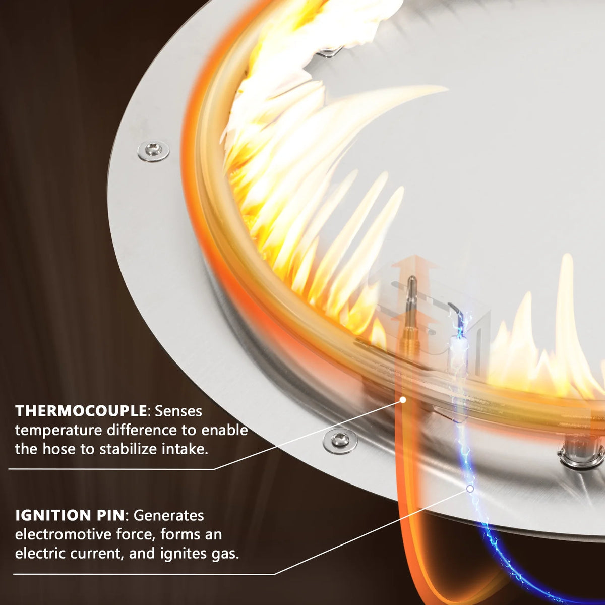 COSIEST Outdoor Round Terrazzo Concrete White firepit Table