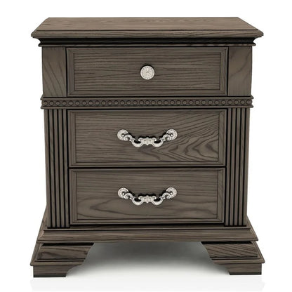 FOA Charo 6pc Gray Wood Bedroom Set-King Nightstands??����?��?