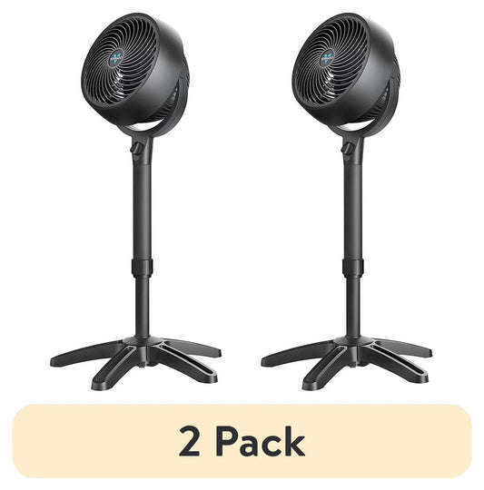 (2 pack) Vornado 683 Medium Pedestal Whole Room Air Circulator Fan, 3 Speed Control, Adjustable Standing Height, 32 to 38 Inches, Black