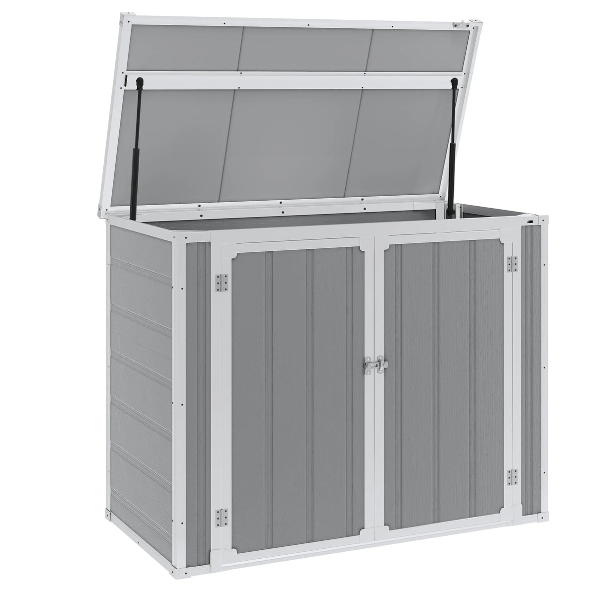 5'��3' Outdoor Storage Shed, Resin Storage Cabinet, Garden Tool Shed with Double Lockable Doors, Organizer Cabinet for Patio Yard, Gray