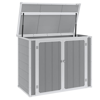 5'��3' Outdoor Storage Shed, Resin Storage Cabinet, Garden Tool Shed with Double Lockable Doors, Organizer Cabinet for Patio Yard, Gray