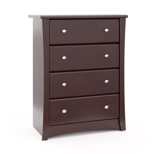 Storkcraft Crescent 4 Drawer Childrens Nursery Dresser, Espresso