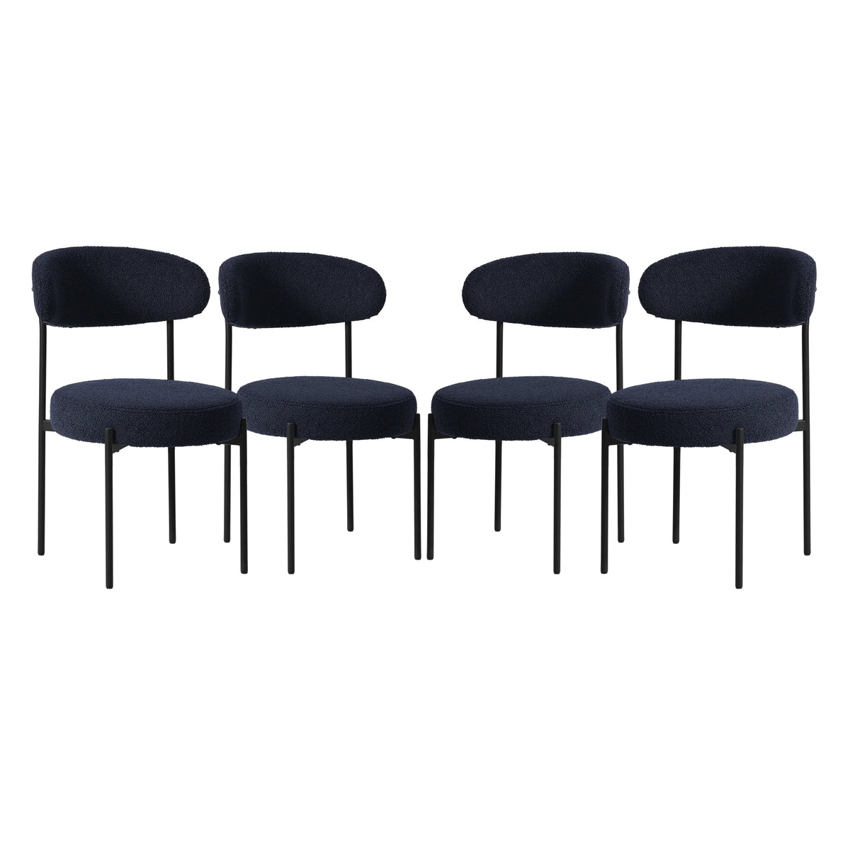 WestinTrends Alexandria Mid-Century Modern Upholstered Sherpa Round Dining Chairs (Set of 4), Sunset Gold