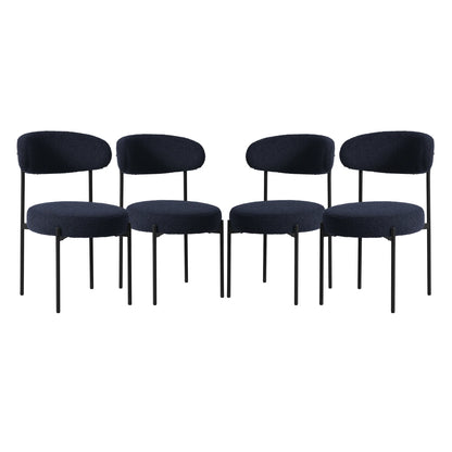 WestinTrends Alexandria Mid-Century Modern Upholstered Sherpa Round Dining Chairs (Set of 4), Sunset Gold