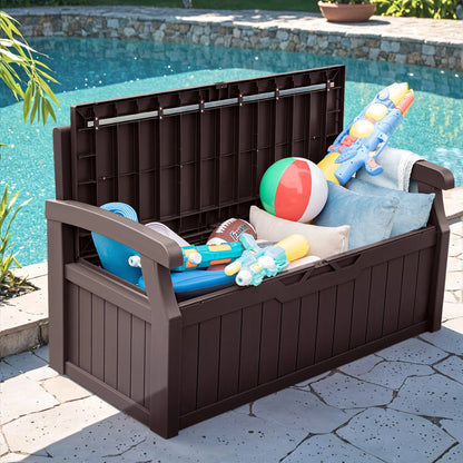 Homall 80 Gallon Plastic Storage Bench Made Of Durable Weatherproof Resin And Deck-Box Organized Storage Compartment For Outdoor Patios And Lawns,Black