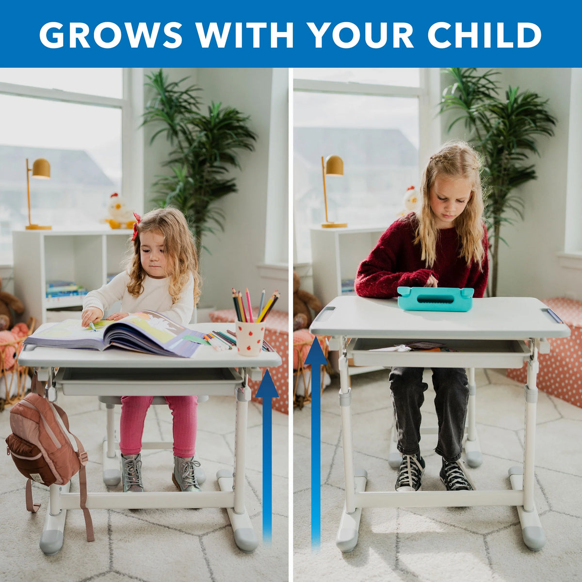 Mount-It! Kids Desk and Chair Set, Blue