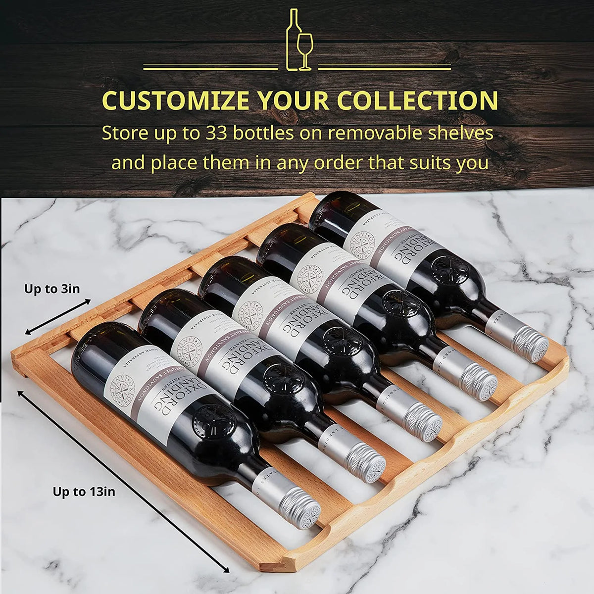 Schmecke Wine Fridge, Dual Freestanding Wine Refrigerator, 33 Bottle Wine Cooler