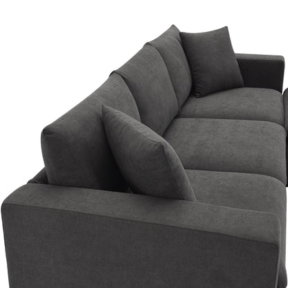 Harper & Bright Designs Modern Sectional Sofa 3 Seat Couch with Ottoman, Upholstered L Shaped Cloud Couch for Small Space Apartment Office, White
