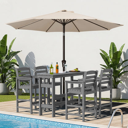 SERWALL 41" Outdoor Bar Table, HDPE All Weather Adirondack Outdoor Bar Height Table, Navy