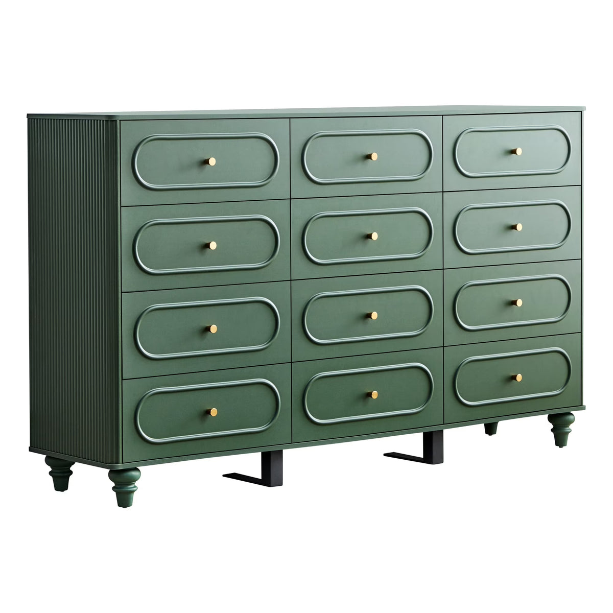 YOCWO 3 Drawer Nightstand, Classic Chest of Drawers with Arc Edge, Walnut