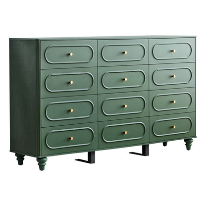 YOCWO 3 Drawer Nightstand, Classic Chest of Drawers with Arc Edge, Walnut