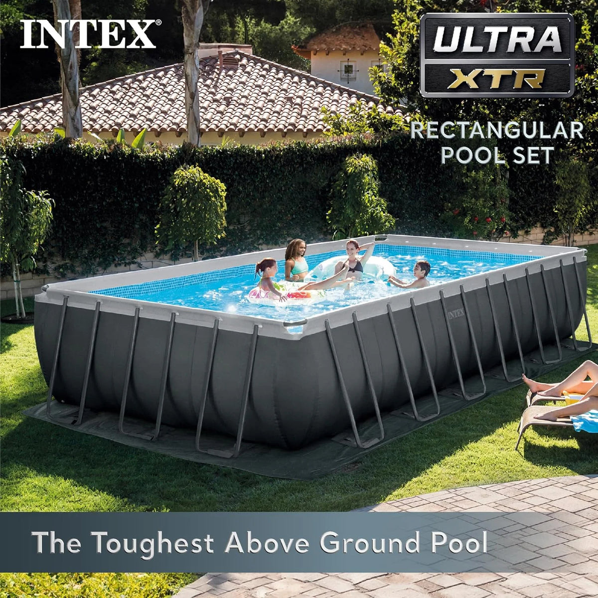 Intex 18Ft x 52In Ultra XTR Rectangular Frame Swimming Pool Kit with Canopy