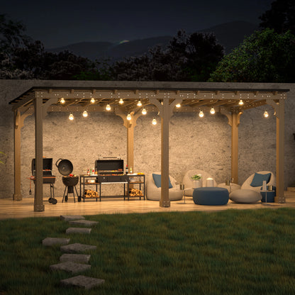 VEIKOUS 8' x 5' Outdoor Hardtop Gazebo, BBQ Grill Gazebo w/ Workstation Shelves for Lawn, Garden, Deck