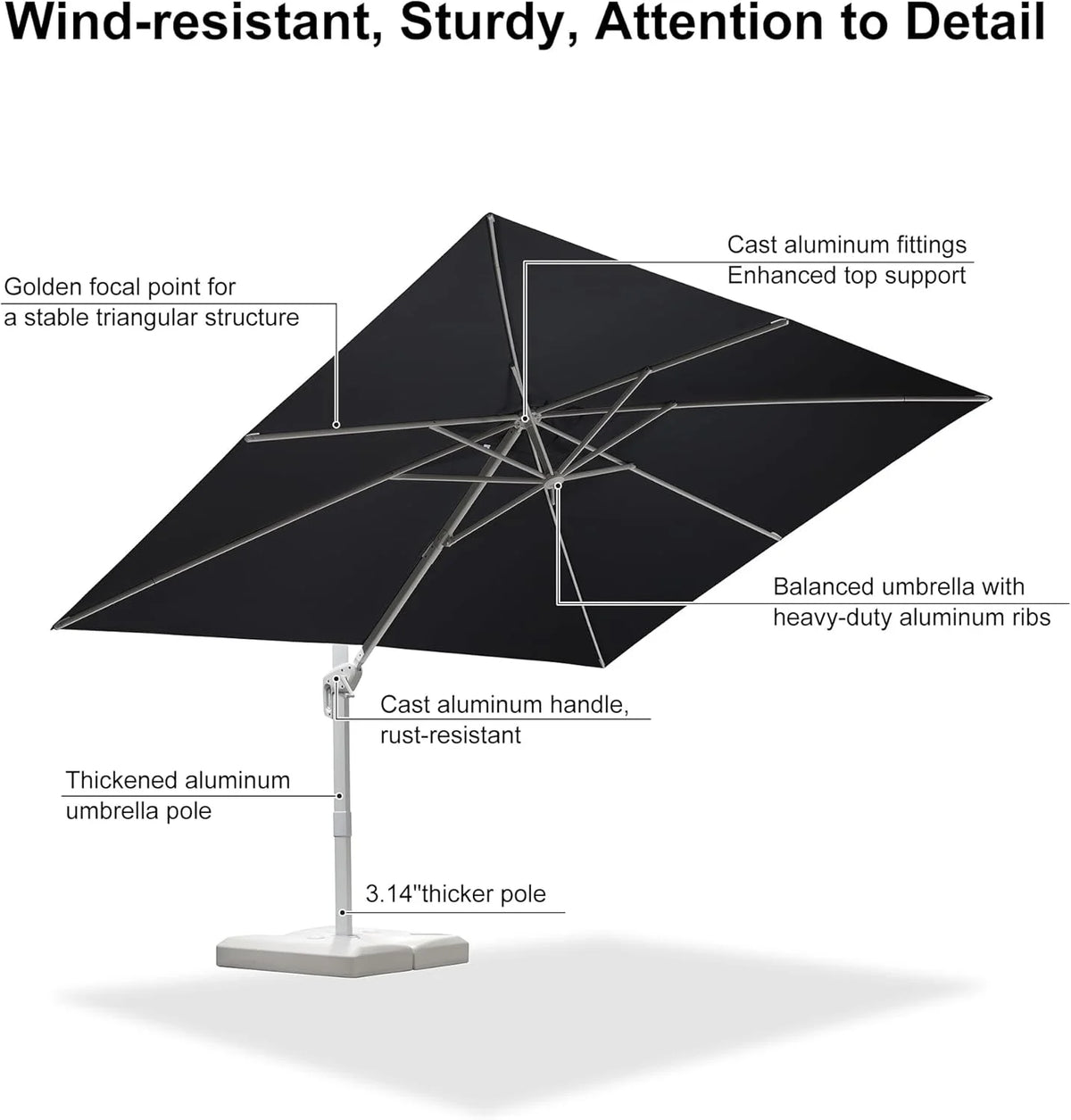 PURPLE LEAF 9 �� 11.5 FT Patio Umbrella White Cantilever Offset Umbrella Rectangle Outdoor Umbrella with 360�� Rotation for Garden Deck Pool, Beige