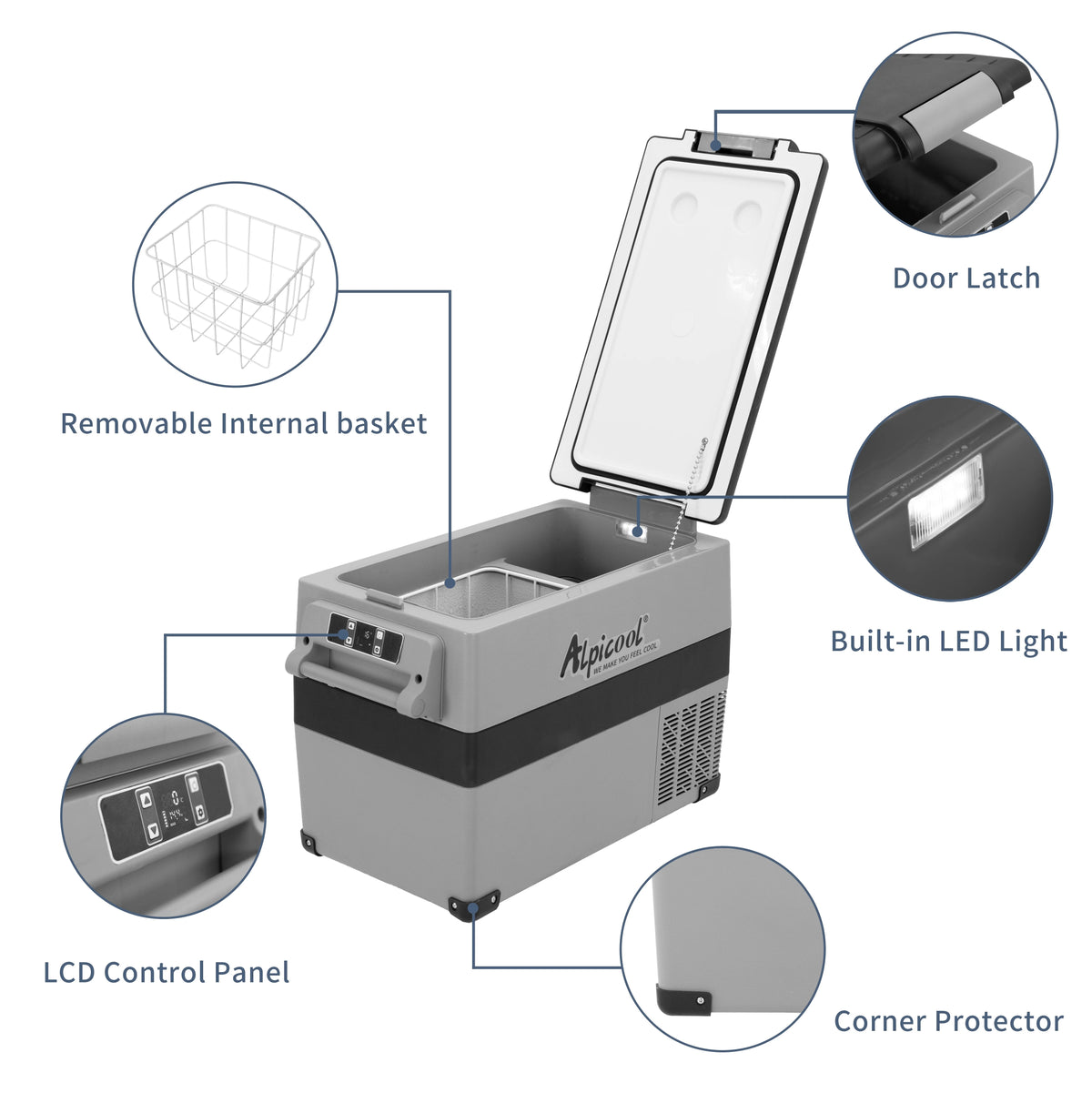 Alpicool CF55 Portable Refrigerator 12 Volt Car Freezer 58 Quart(55 Liter) Vehicle, Car, Truck, RV, Boat, Mini fridge freezer for Driving, Travel, Fishing, Outdoor -4��F to 68��F