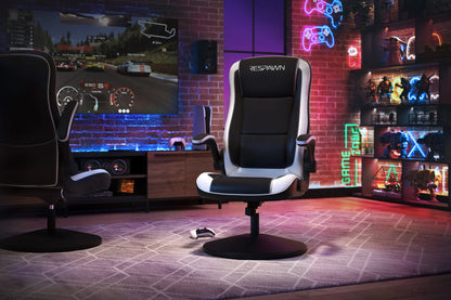 RESPAWN 800 Swivel Rocker Gaming Chair - Ergonomic Floor Gaming Seat with Lumbar Support, Flip Up Armrest, High Back, Pedestal Base, Comfortable No Wheels Console Video Game Rocker Chair - Red