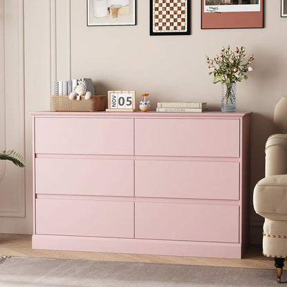 White Dressers Bedroom Dresser 6 Drawer Storage Chest of Drawers Double Dresser Storage Side Cabinet Room Furniture for Bedroom Living Room