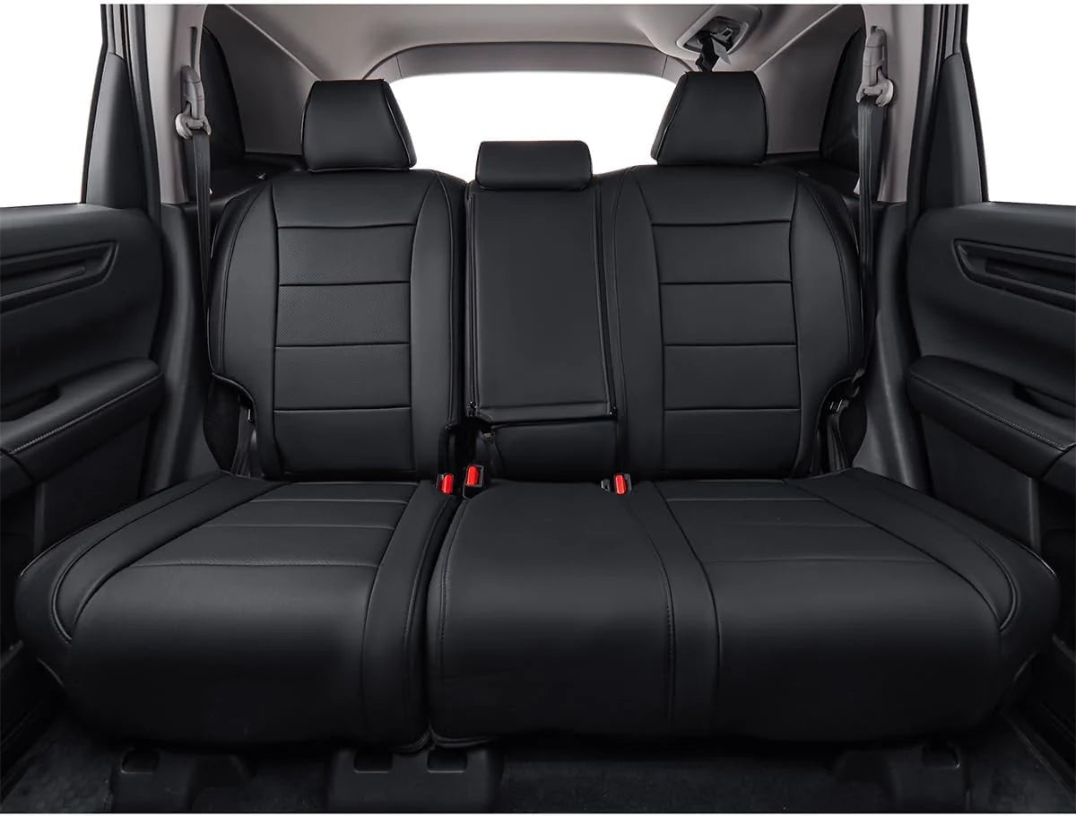 EKR Custom Fit CRV Seat Covers for Honda CRV EX,EXL,Hybrid 2023 2024 - Full Set Breathable Leather Auto Seat Covers(Black)