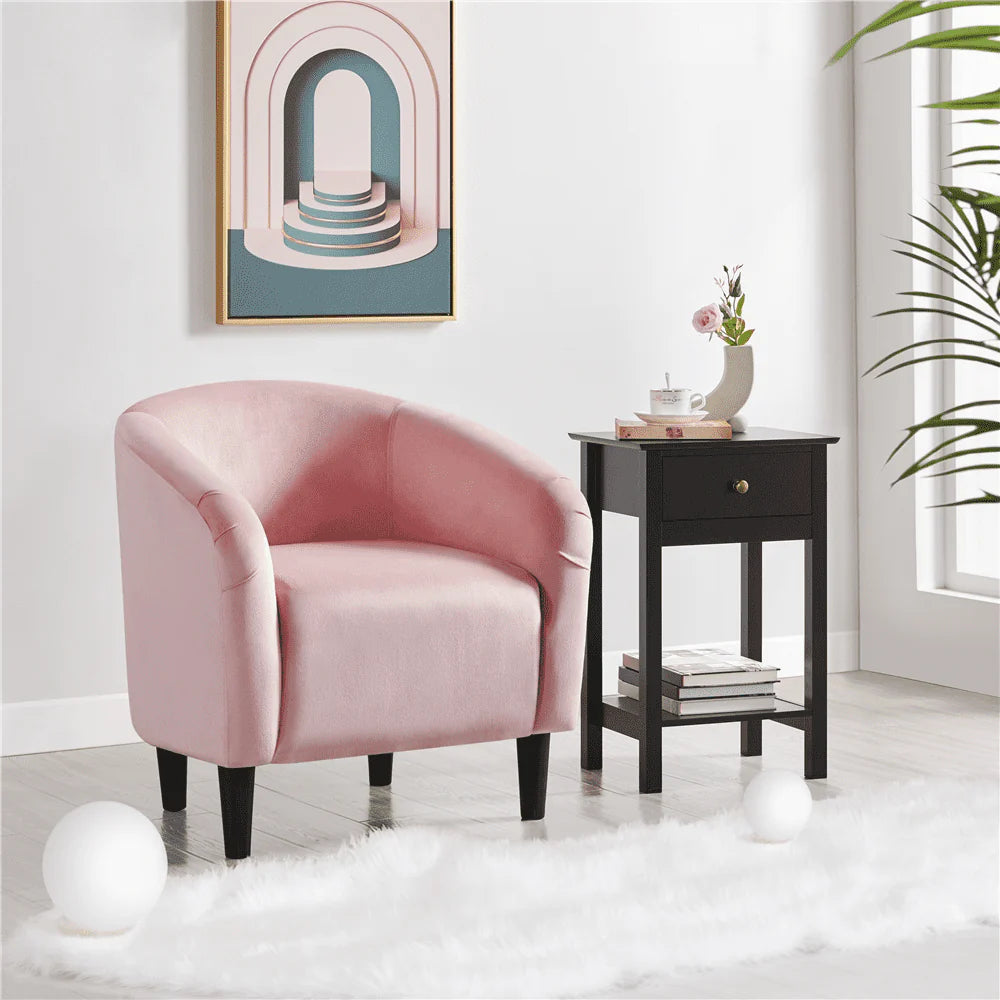 Easyfashion Tub Chair, Set of 2, Pink Velvet