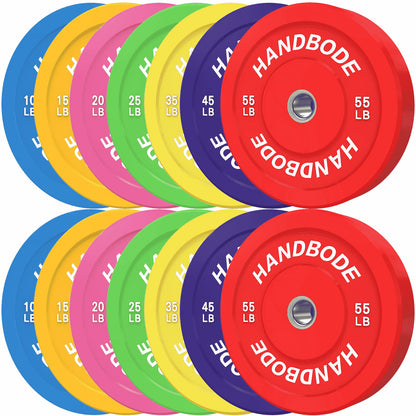 HANDBODE Bumper Plates Olympic Weight Plates, Colored Rubber plate for Weight Lifting and Strength Training 140LB