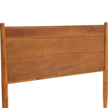Allora Mid-Century Solid Wood Queen Platform Bed in Oak