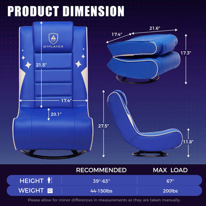 GTPLAYER Swivel Floor Gaming Chairs with Foldable Backrest for Teens,, Red